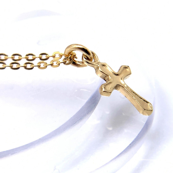 十字架 チャーム ネックレス/18金ネックレス つけっぱなし/ゴールド ネックレス シンプル/ゴシック 6枚目の画像