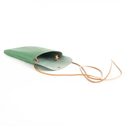 長財布とスマホが余裕で入るサコッシュ ショルダー斜め掛けタイプ 縦型 グリーン  Phone Leather Pouch 10枚目の画像