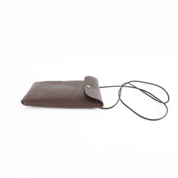 長財布とスマホが余裕で入るサコッシュ ショルダー斜め掛けタイプ 縦型 ブラウン Phone Leather Pouch 12枚目の画像