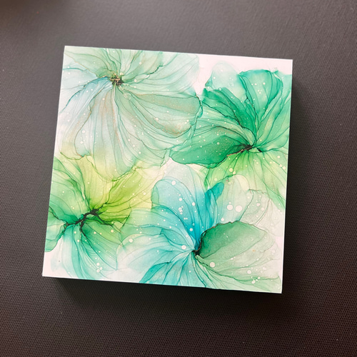 アルコールインクアート パネル【世界に一つだけのアート】green