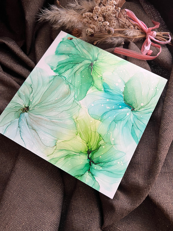 花 アルコールインクアート テクスチャーアート アクリル画 絵画