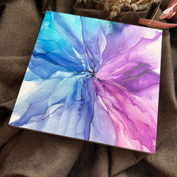 アルコールインクアート パネル 原画 1点もの blue×purple