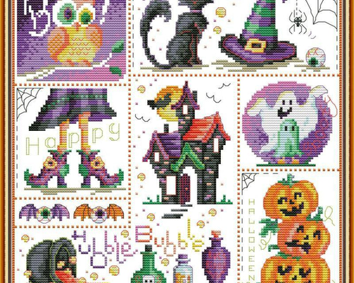 送料無料】☆ハロウィンパターン14ct☆クロスステッチ刺繍キット