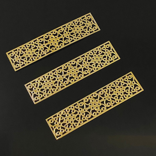 大きめ 透かしパーツ 8枚 BU41 ゴールド パーツ/長方形 台座 バレッタ