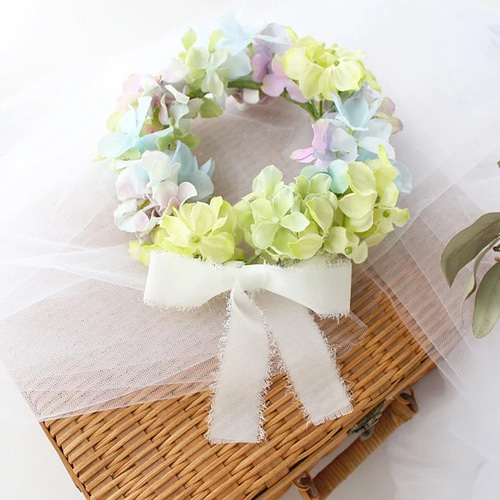 紫陽花の花冠* ベビー • キッズ花かんむり ナチュラルグリーン