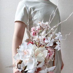 【Akiさま専用】2種の桜・マグノリア・らんの和装ブーケ　アーティフィシャルフラワーブーケ 5枚目の画像