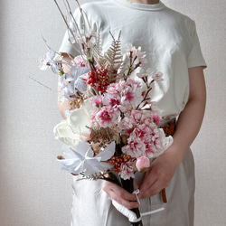 【Akiさま専用】2種の桜・マグノリア・らんの和装ブーケ　アーティフィシャルフラワーブーケ 4枚目の画像