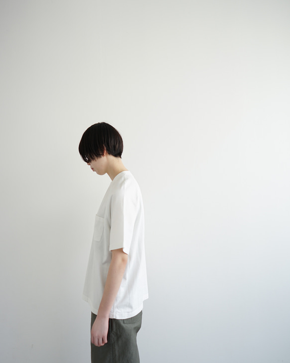 combed cotton/raglan pocket  tshirt /off white/size1・2 10枚目の画像