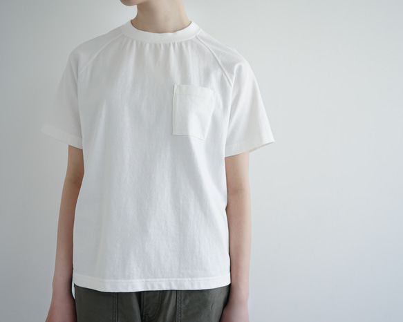 combed cotton/raglan pocket  tshirt /off white/size1・2 1枚目の画像