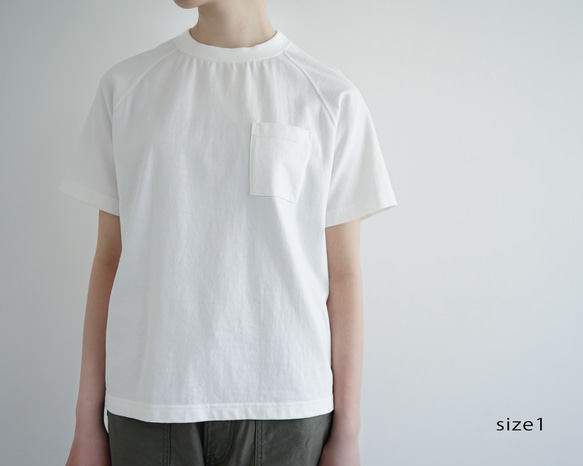 combed cotton/raglan pocket  tshirt /off white/size1・2 2枚目の画像