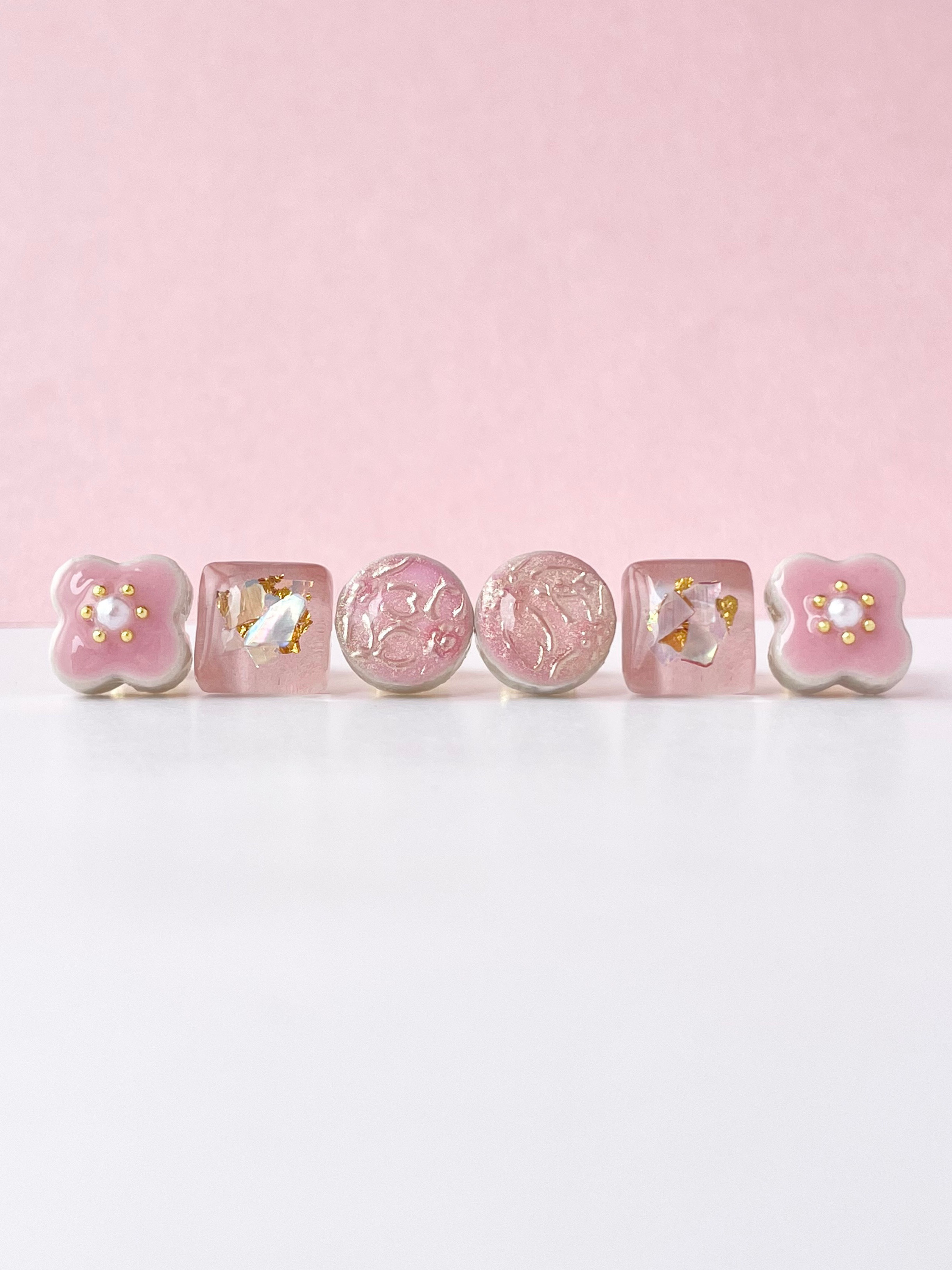 ”桜ピンク”【3種類セット】美濃焼イヤリング/ピアス ｜ 送料無料 ｜ 春　卒業式　入学式　セレモニーにも◎ 4,200円