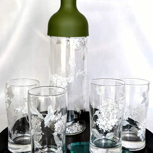 紫陽花ペアグラス 2個セット ガラスコップ ポーセラーツ グラス ...