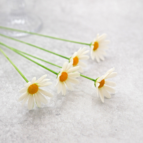 クレイフラワー　マーガレット5本セット 再販＞枯れないマーガレット 5本セット Grand ✿クレイフラワーNO.M5