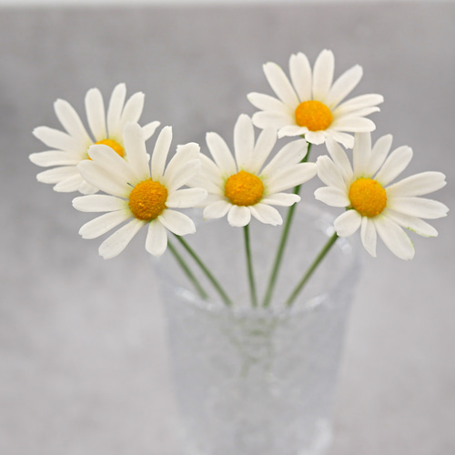 クレイフラワー　マーガレット5本セット 再販＞枯れないマーガレット 5本セット Grand ✿クレイフラワーNO.M5