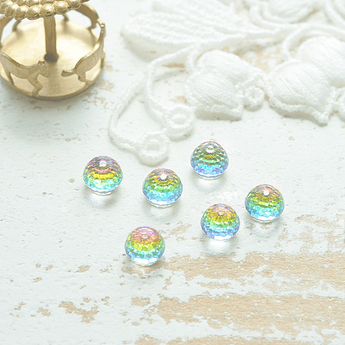 虹色ヴィンテージスワロフスキーヴィトレイルカボション（1個） ビーズ