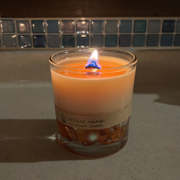 （選べる香り80種類以上）木芯ソイキャンドル　-sunset orange- 9枚目の画像
