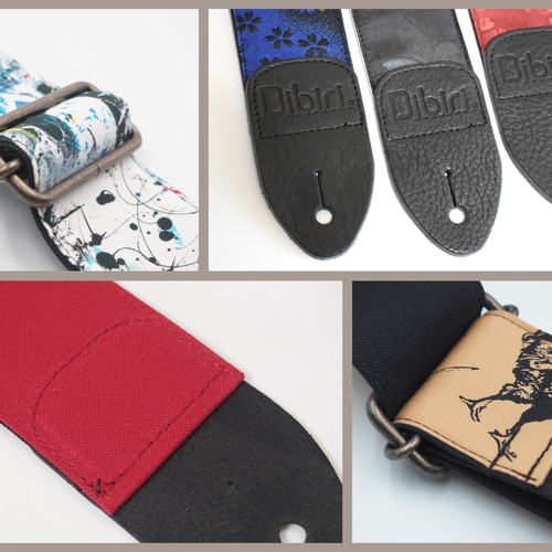 インド刺繍リボン 帆布ギターストラップ 楽器・アクセサリ