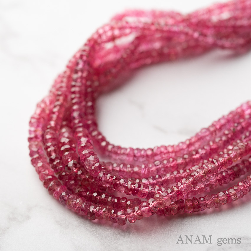 【約9㎝】【トップカラー】ホットピンク スピネル ボタンカット（ロンデル）★ANAM gems