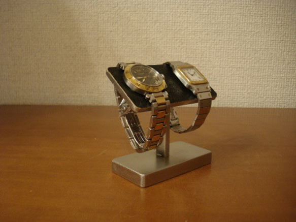 父の日　刻印　名入れ　ラッピング　腕時計スタンド おしゃれ　2本掛けバー腕時計スタン 4枚目の画像