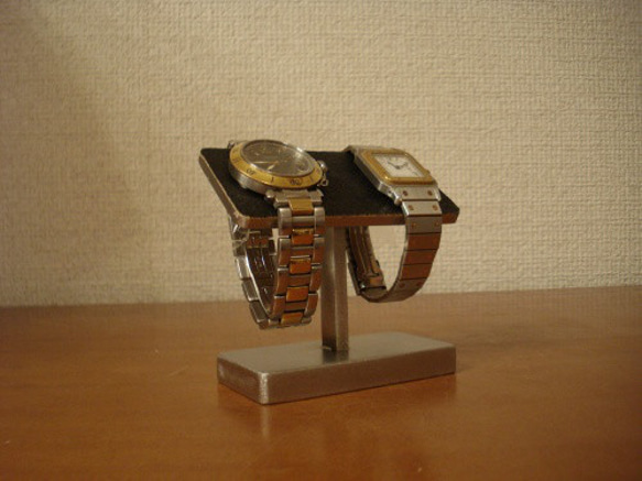 父の日　刻印　名入れ　ラッピング　腕時計スタンド おしゃれ　2本掛けバー腕時計スタン 5枚目の画像