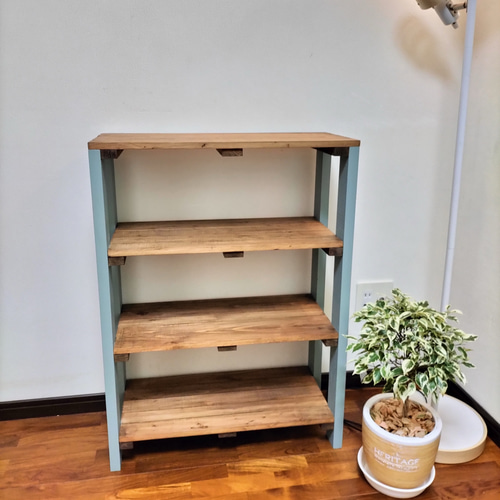 木製ラック ピスタチオグリーン 4段ラック ウッドシェルフ ウッド