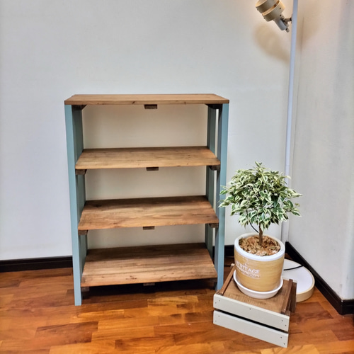 木製ラック ピスタチオグリーン 4段ラック ウッドシェルフ ウッド