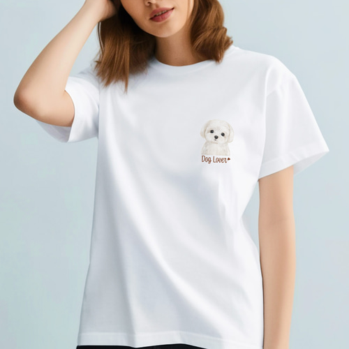 マルチーズ 水彩画風 毛色1色 】 Tシャツ おしゃれ かわいい 犬 ペット