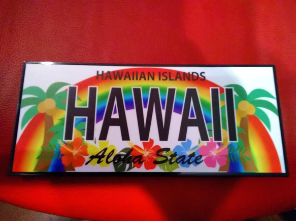 ☆アロハ☆ハワイ☆HAWAII☆虹☆ヤシの木☆ハイビスカス☆サイン 看板
