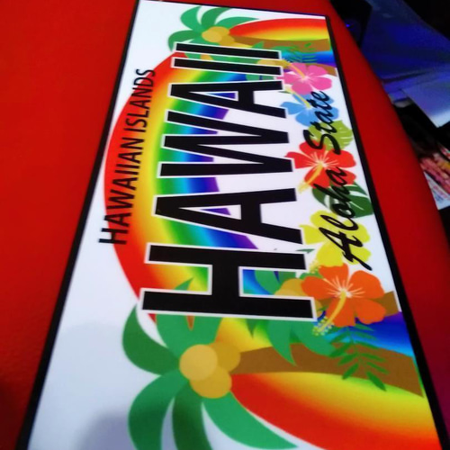 ☆アロハ☆ハワイ☆HAWAII☆虹☆ヤシの木☆ハイビスカス☆サイン 看板