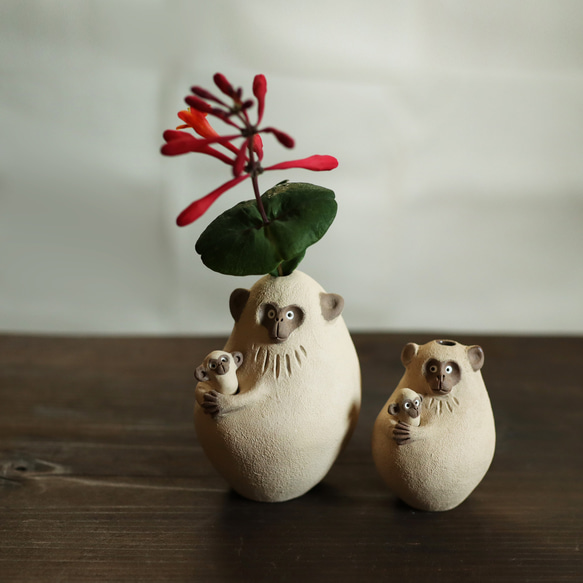 2way親子日本獼猴/(中)花瓶 單花花瓶 第1張的照片
