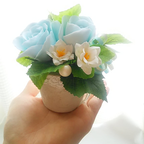 専用 青いバラアレンジ クレイフラワー 青バラのフォトフレーム【クレイフラワー】 | クレイで作る花