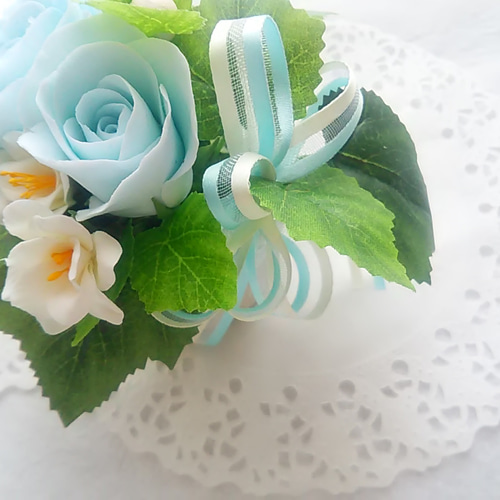 クレイフラワー♡ロココ調薔薇のフラワーアレンジメント♡ハンドメイド クレイフラワー♡ロココ調薔薇のフラワーアレンジメント
