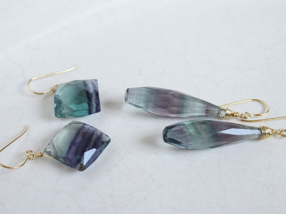 14kgf バイカラーフローライトピアス♡