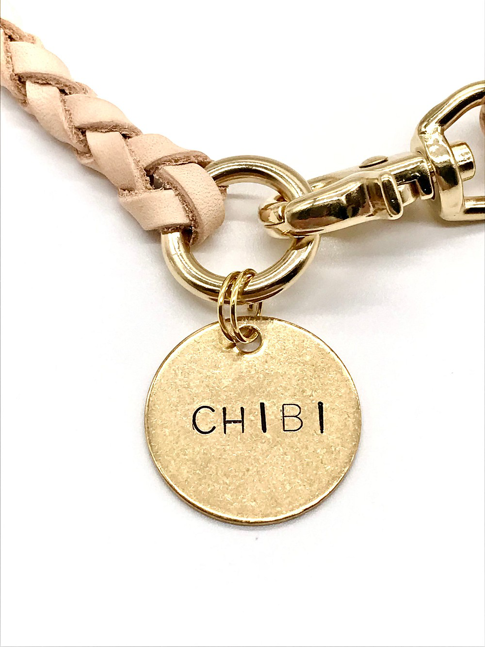 2個　真鍮ネームタグ付き首輪チョーカー、ネックレス　革レザー