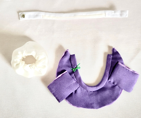 573 小さな着せ替えお着物〈赤ちゃん〉絹地産着　藤紫色に藤色かさね【襟仕様変更】 12枚目の画像