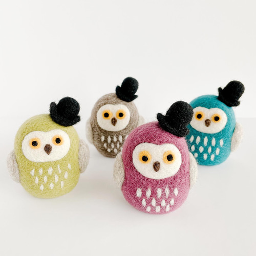 ふくろう紳士 羊毛フェルト woolwool 通販 15900988｜Creema(クリーマ