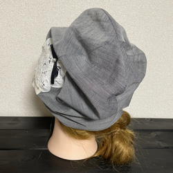 C-23❤︎ライトグレー✖️バテンレース❤︎ ケア帽子　オシャレ帽子　医療用帽子 6枚目の画像