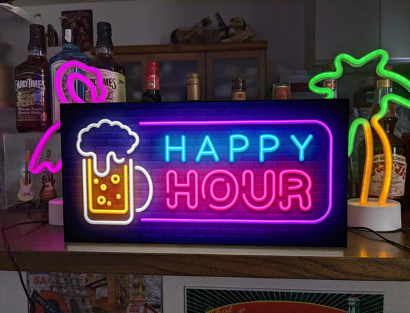 【Lサイズ】ビール 乾杯 パブ 宴会 スナック 酒 パーティー サイン ランプ 看板 置物 雑貨 ライトBOX 1枚目の画像