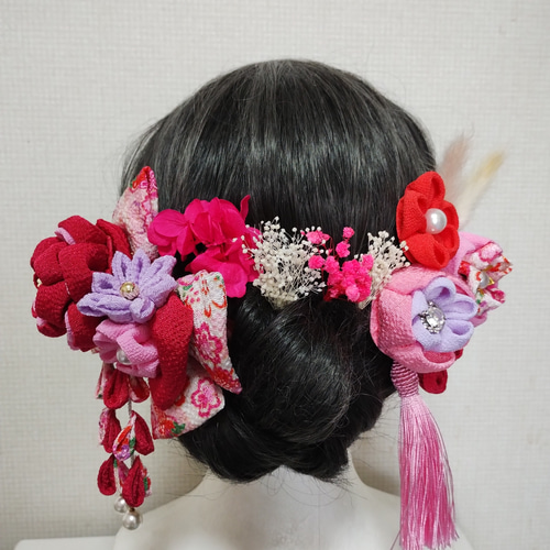 髪飾り 髪飾りピンク リボンピンク 成人式髪飾り 卒業式髪飾り 七五三  
