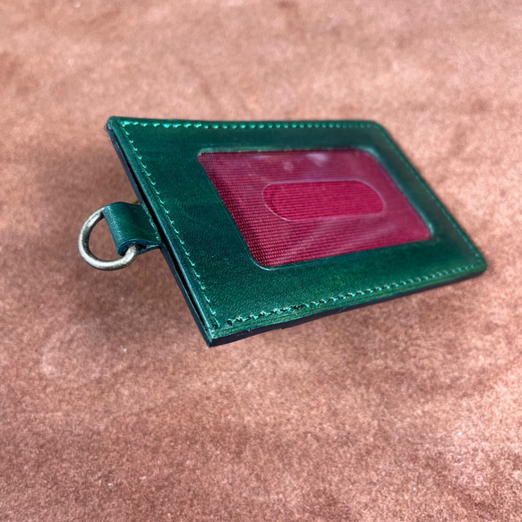 ICカードホルダー「パスケース、裏側カードポケット、染色」 4枚目の画像