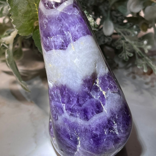 希少✨ シェブロンアメジスト ケープ 紫水晶 握り石 タンブル 大