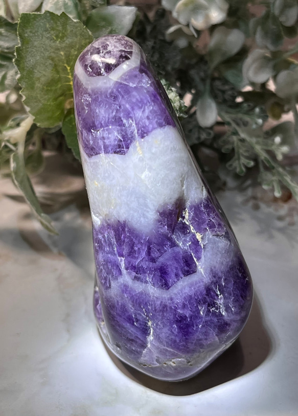 希少✨ シェブロンアメジスト　ケープ　紫水晶　握り石　タンブル　神聖幾何学 4枚目の画像