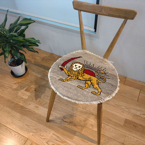 ペルシャ ライオンギャッベ アマレバフト 円形 42.5Φ40.5cm グレー