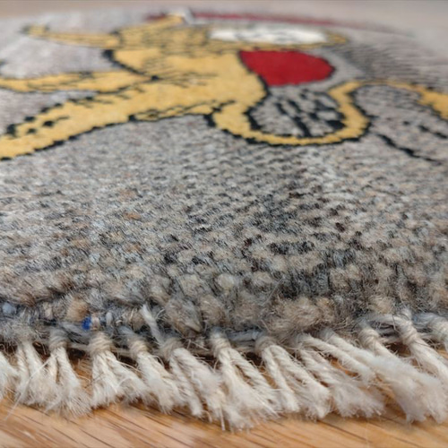 ペルシャ　アマレバフト　ミニマット　円形　39×39 ライトグレー　ライオン ペルシャ アマレバフト ミニマット 円形 39×39 ライトグレー ライオン