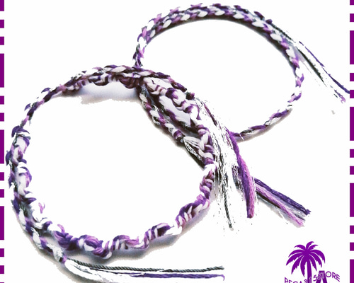 送料無料】アンクレット ミサンガ メンズ 2本SET シンプル 紫 ツイード