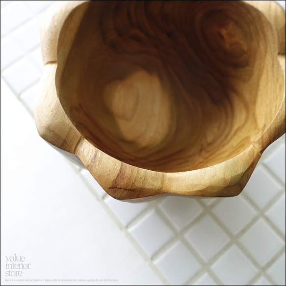 チーク無垢材 スパイラルボウル サラダボウル 無垢材食器 木の皿 菓子鉢 おつまみ入れ 小物入れ ナチュラル 三大銘木 2枚目の画像