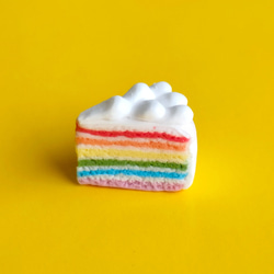 【選べる・金具/無し可】こだわりの レインボーケーキ （ チャーム ストラップ キーホルダー ) 虹 スイーツ ケーキ 3枚目の画像