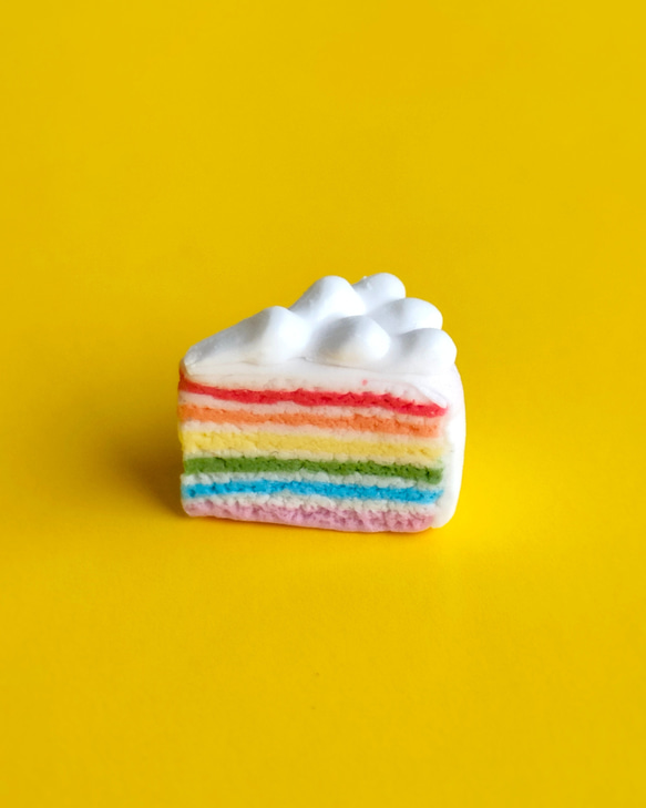 【選べる・金具/無し可】こだわりの レインボーケーキ （ チャーム ストラップ キーホルダー ) 虹 スイーツ ケーキ 3枚目の画像