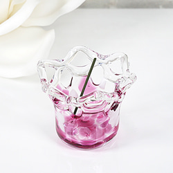 新產品：玻璃針織容器，粉紅色和白色：也可用作香爐（帶香）和蠟燭。 第4張的照片