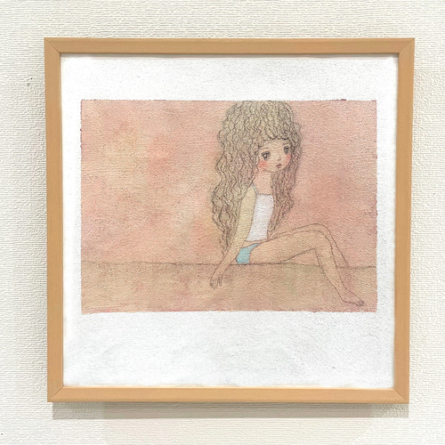 絵画。原画【コーヒーカップの熊ちゃんは喜んでコーヒーを飲み